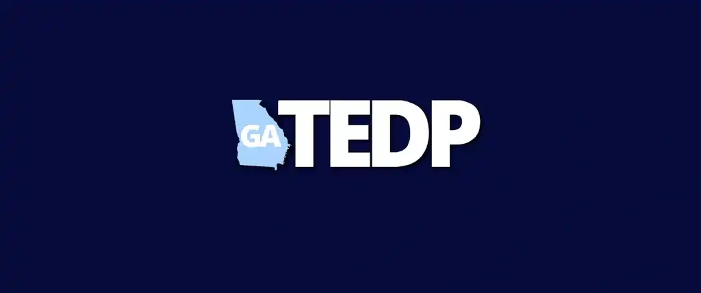 Dark blue banner with GATEP logo, which shows a light blue state of GA with GA letters in white.