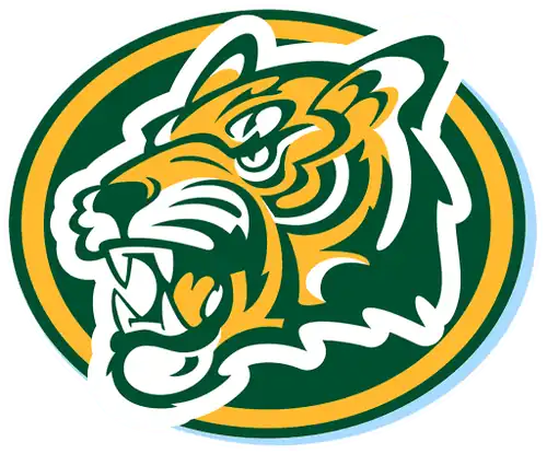 Green and gold tiger mascot logo of Georgia School for the Deaf