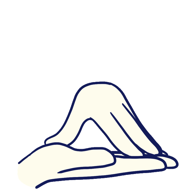 Animated cartoon hands signing LEARN in American Sign Language